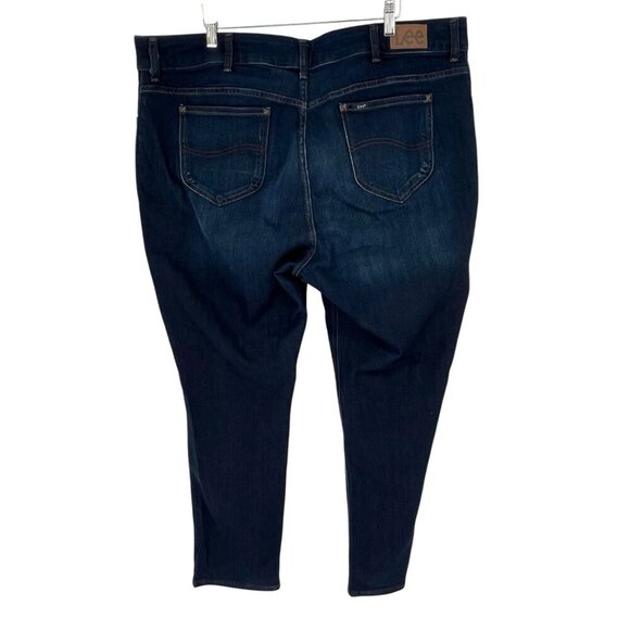 Lee Women's Straight Leg Regular Fit Jeans Dark Wash Faded‎ Look Plus Size 22 - Picture 14 of 16